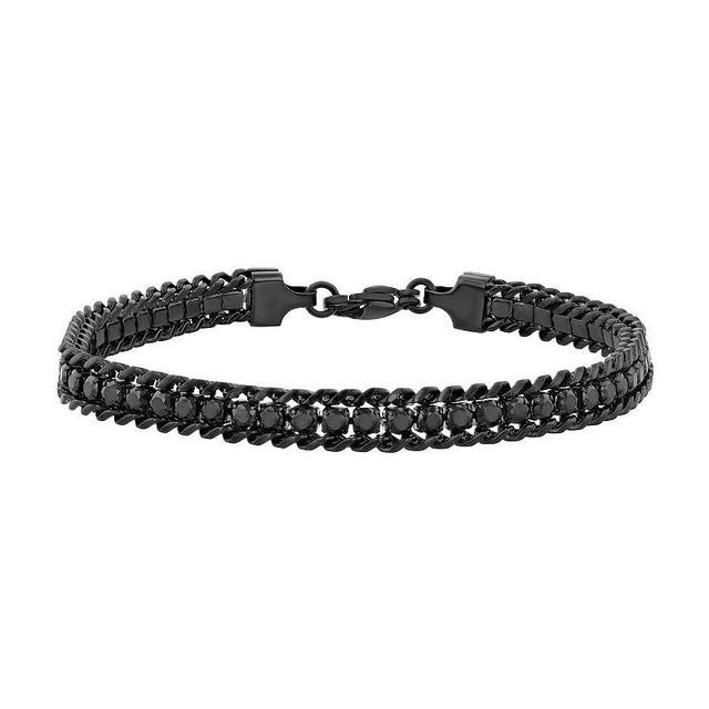 Steel Nation Mens Triple Black Stainless Steel Cubic Zirconia Tennis Bracelet Product Image