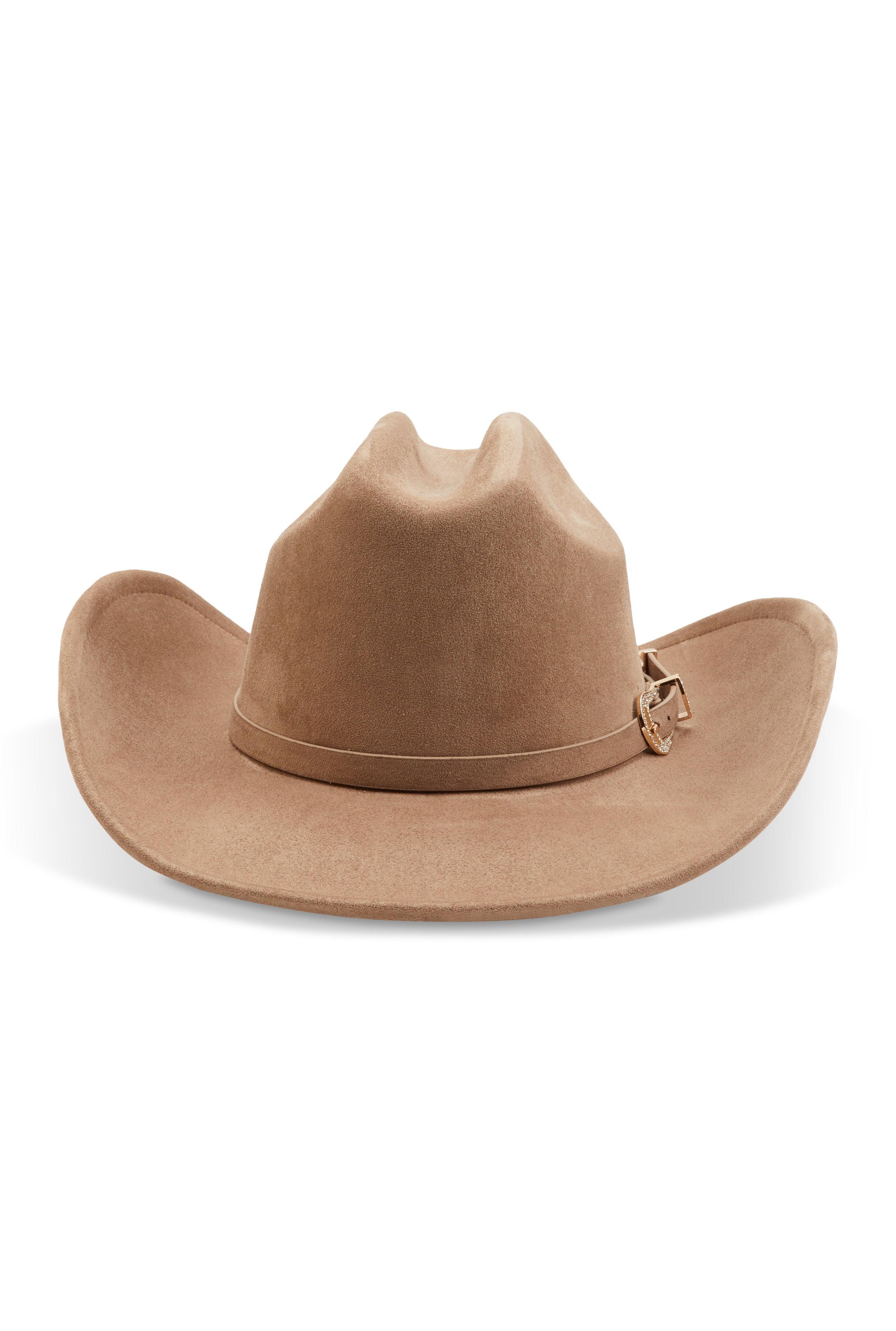 Rhinestone Buckle Faux Suede Cowboy Hat Female product image