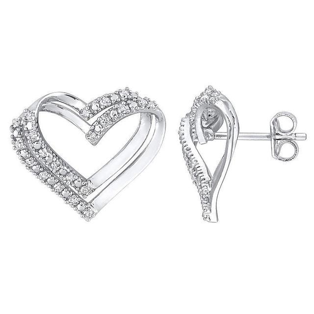 Stella Grace Sterling Silver 1/5 Carat T.W. Diamond Heart Earrings, Womens Product Image