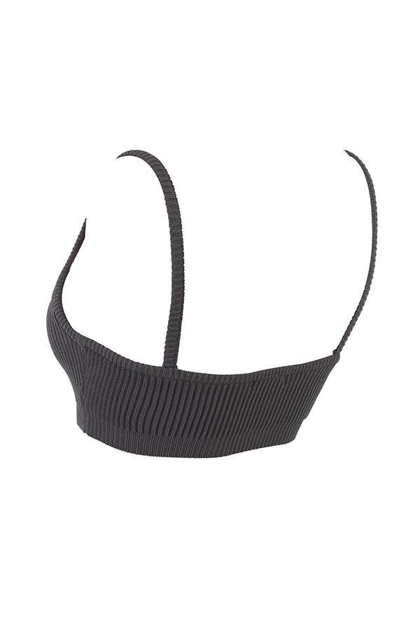 Mischa Dark Grey Ribbed Knit Bralette Product Image