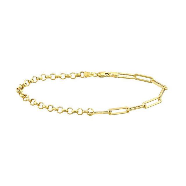 14k Gold Paper Clip & Rolo Chain Bracelet, Womens Yellow Product Image