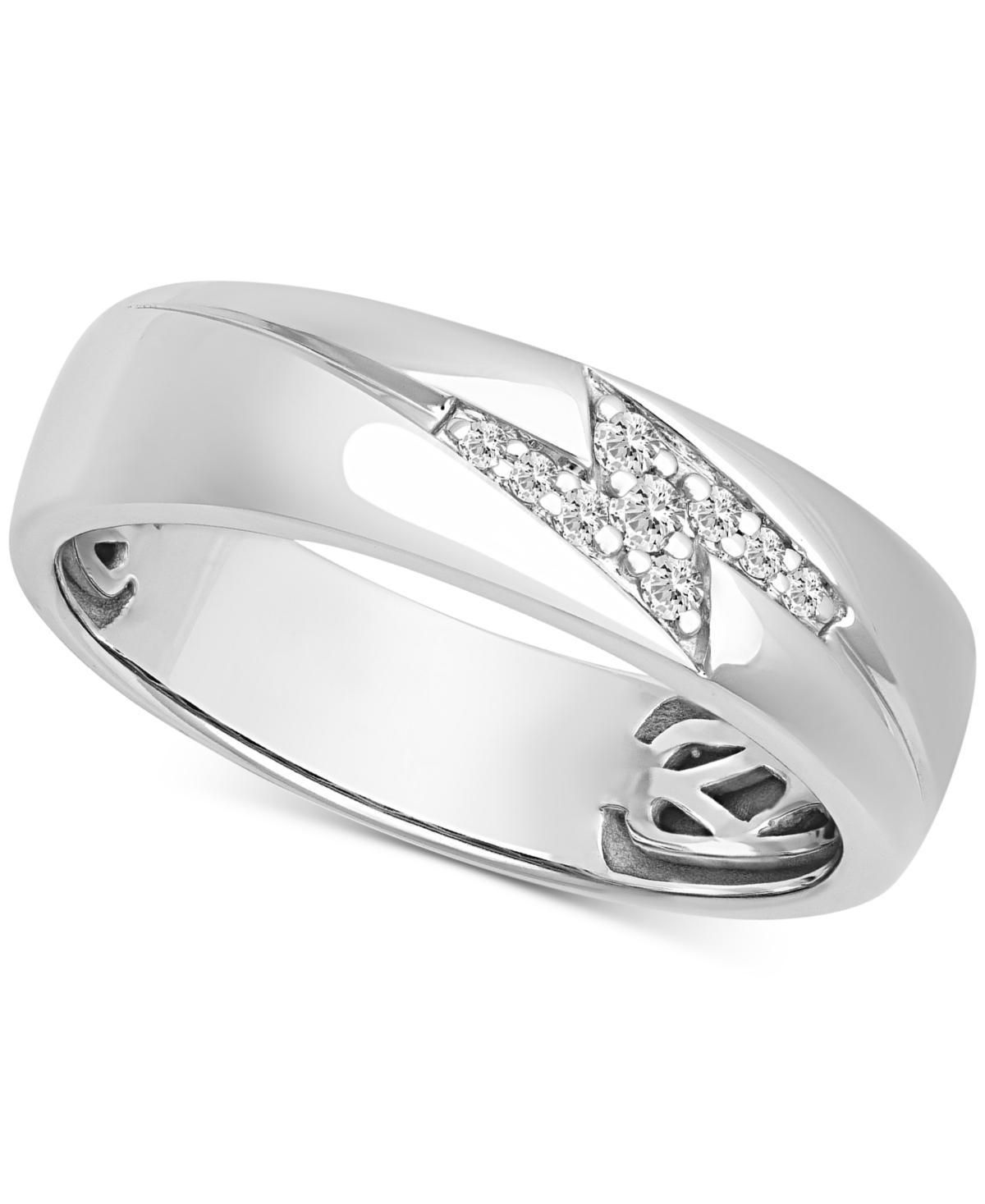 Mens Diamond Lightning Bolt Band (1/10 ct. t.w.) in 10k White Gold Product Image