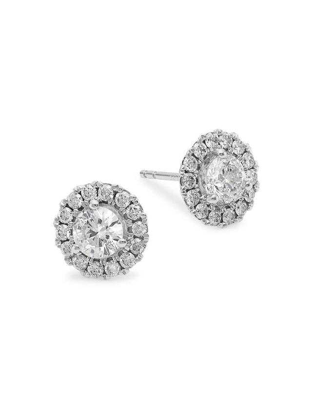 14K White Gold & 1.5 TCW Diamond Halo Stud Earrings Product Image