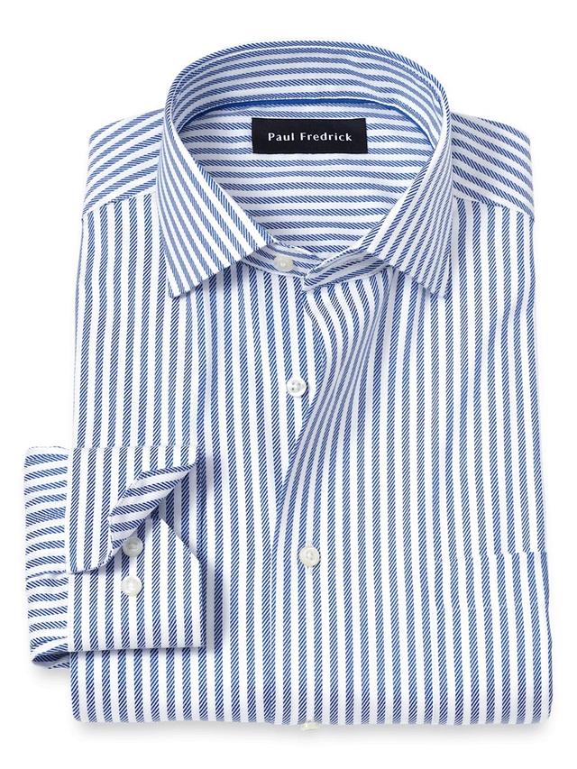 Comfort Stretch Non-Iron Stripe Dress Shirt - Cobalt Product Image