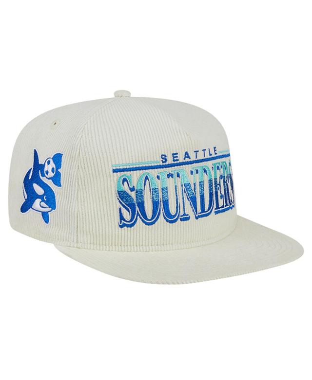 New Era Mens White Seattle Sounders Fc Throwback Corduroy Golfer Adjustable Hat Product Image