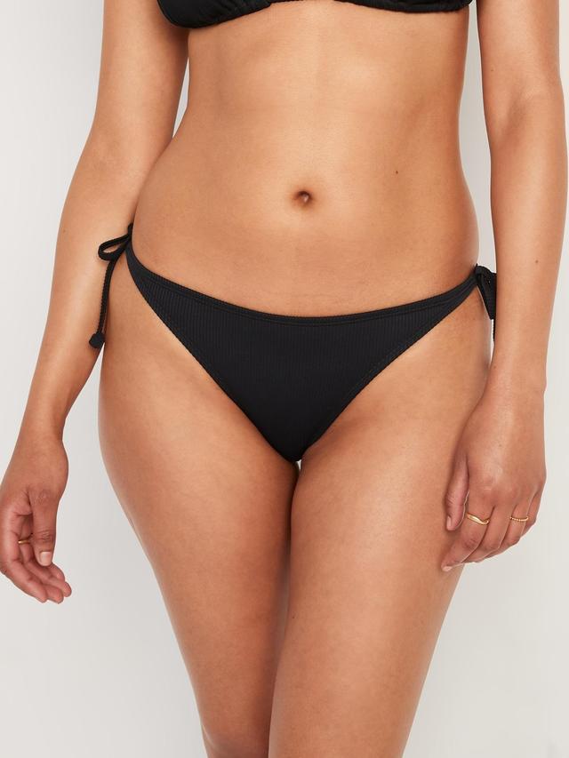 Old Navy Low-Rise Rib-Knit String Bikini Swim Bottoms for Women - Black - female - Size: 2X Product Image