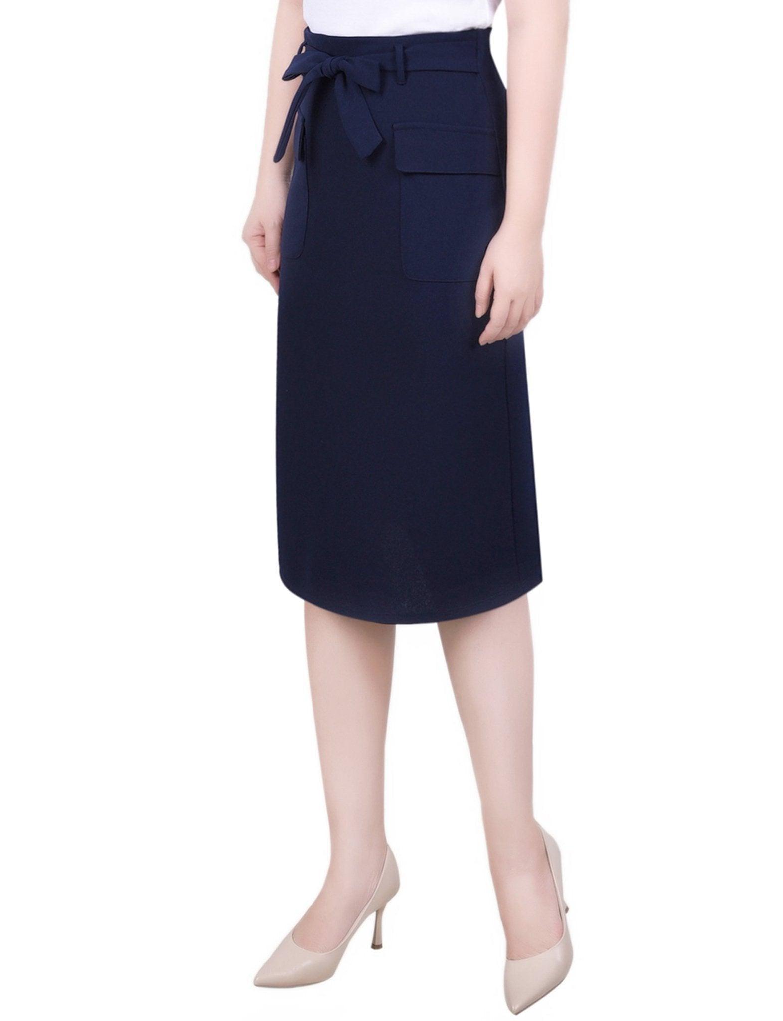 NY Collection Slim Belted Scuba Crepe Skirt - Petite Product Image