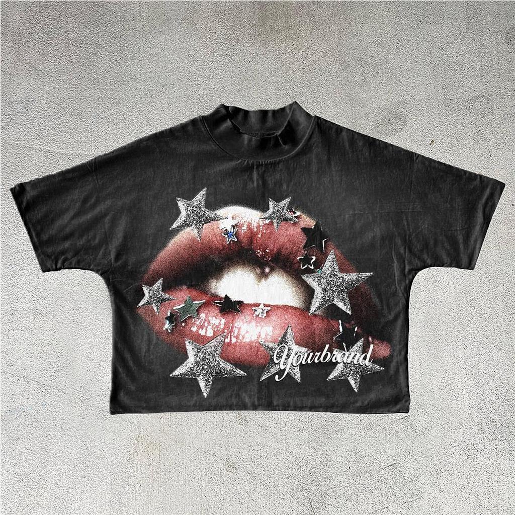 Vintage Lips Star Graphic Cotton T-Shirt Product Image