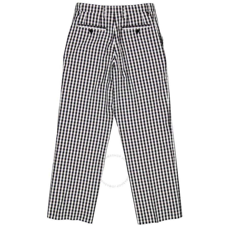 Men's Black Gingham Technical Wool Wide-leg Tailored Trousers In Black Pattern Product Image