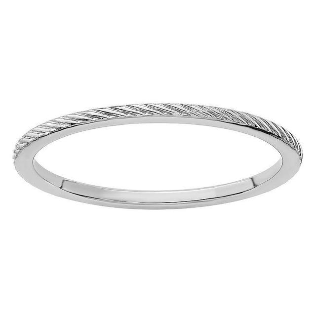 Stacks & Stones 10k Gold 1.2 mm Twisted Wire Pattern Stackable Band, Womens 10k White Gold Product Image