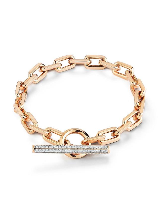 Womens Saxon 18K Rose Gold & 0.46 TCW Diamond Oval-Link Chain Bracelet Product Image