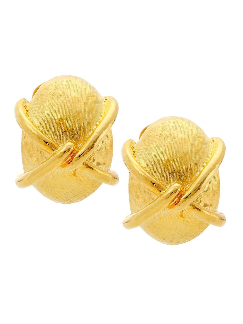 Womens X Button 22K Gold-Plated Earrings Product Image