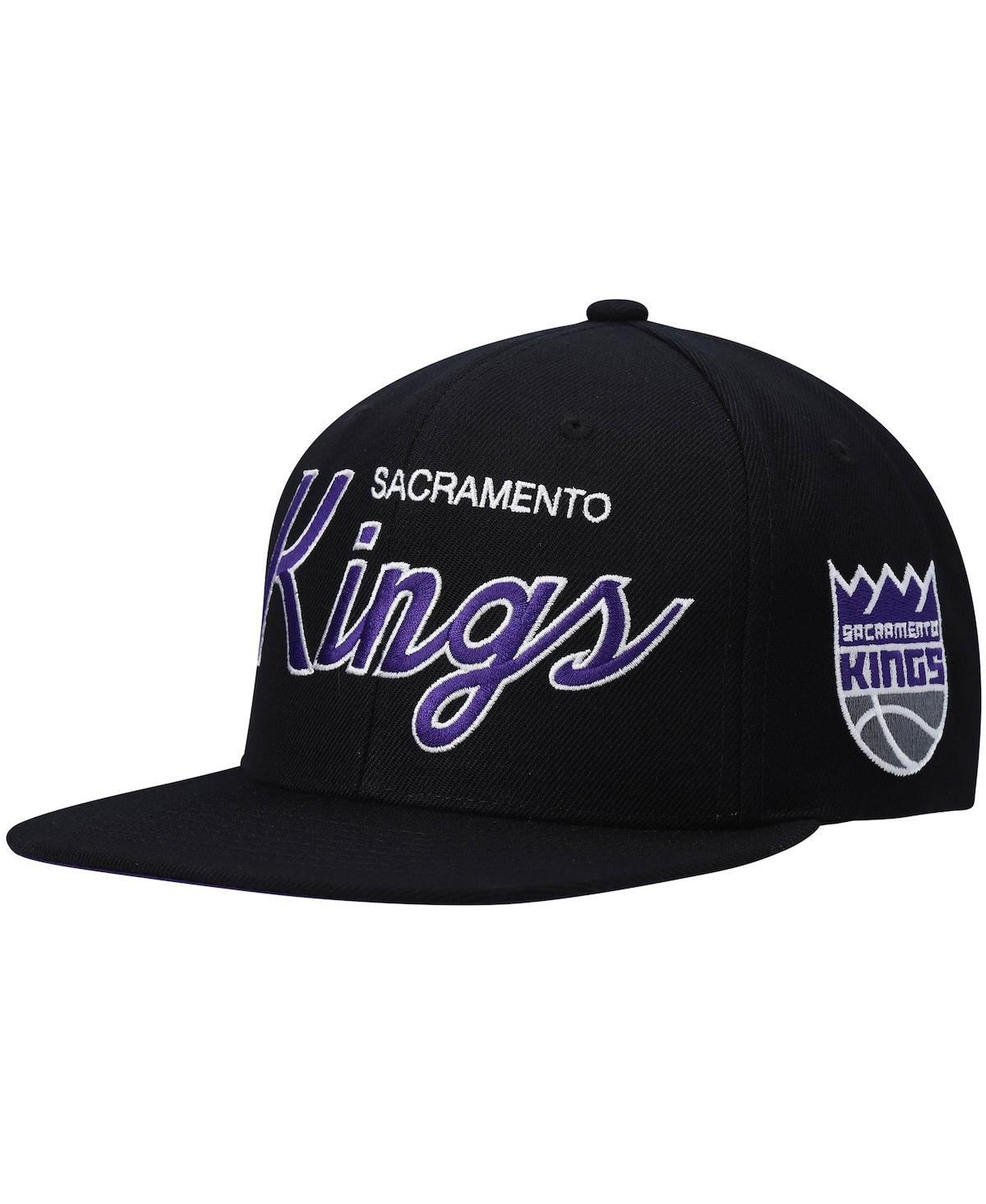 Unbranded Men's Mitchell & Ness Black Sacramento Kings Hardwood Classics Script 2.0 Snapback Hat - Size: One Size Product Image