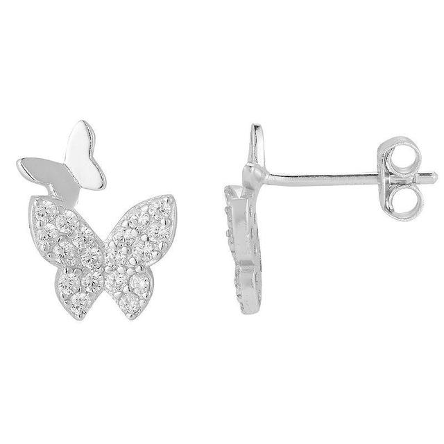 Sunkissed Sterling Cubic Zirconia Butterfly Stud Earrings, Womens, Silver Tone Product Image