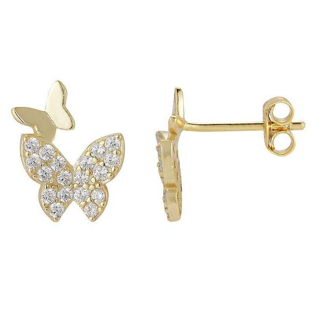 Sunkissed Sterling Cubic Zirconia Butterfly Stud Earrings, Womens, Gold Tone Product Image