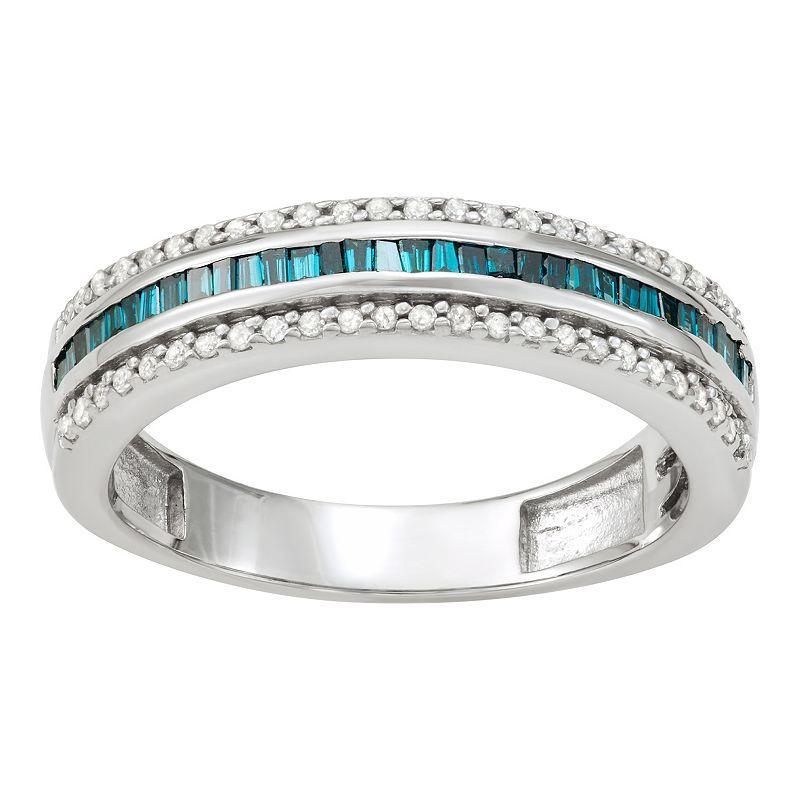 Jewelexcess Sterling Silver 1/2 Carat T.W. Blue & White Diamond Band, Womens Silver Tone Product Image