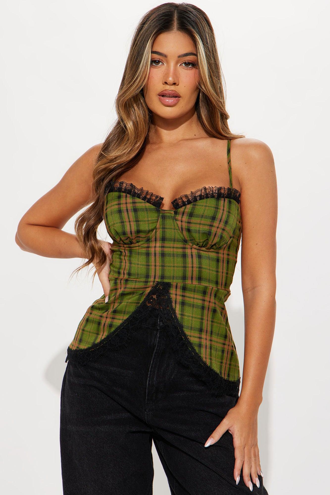 Style Icon Plaid Top - Green/combo product image