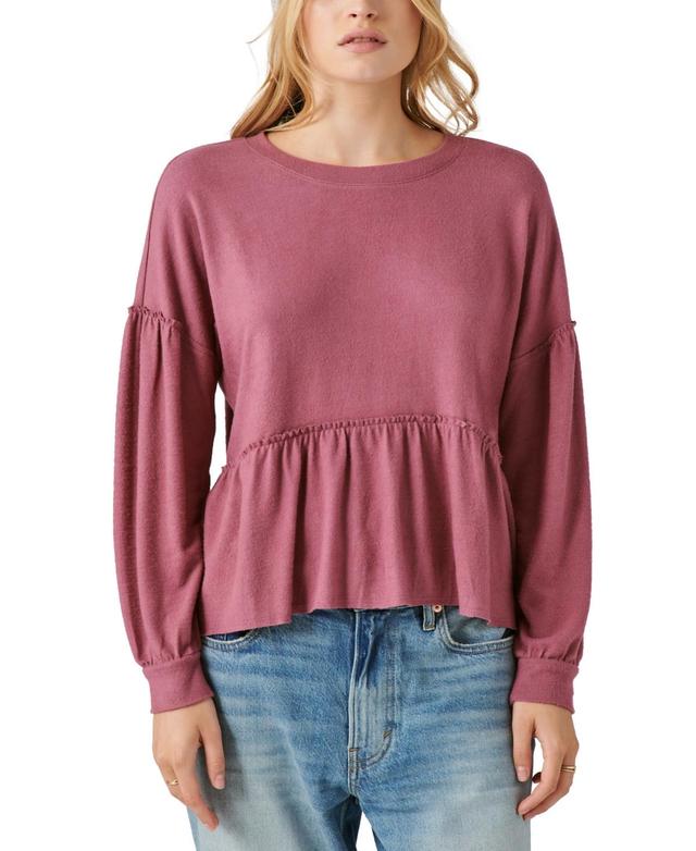 Lucky Brand Cloud Jersey Babydoll Top - Women's Clothing Tops Tees Shirts in Medium Heather Grey  - Size: S Product Image