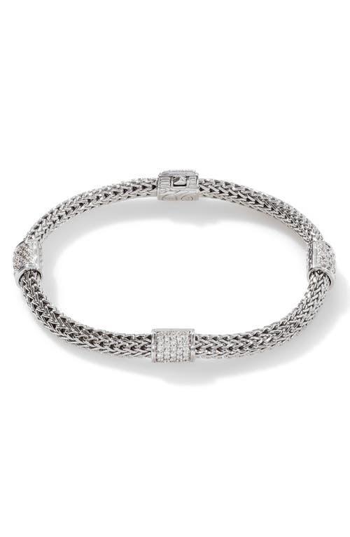 Womens Classic Chain Diamond Pav & Sterling Silver Four-Station Bracelet Product Image