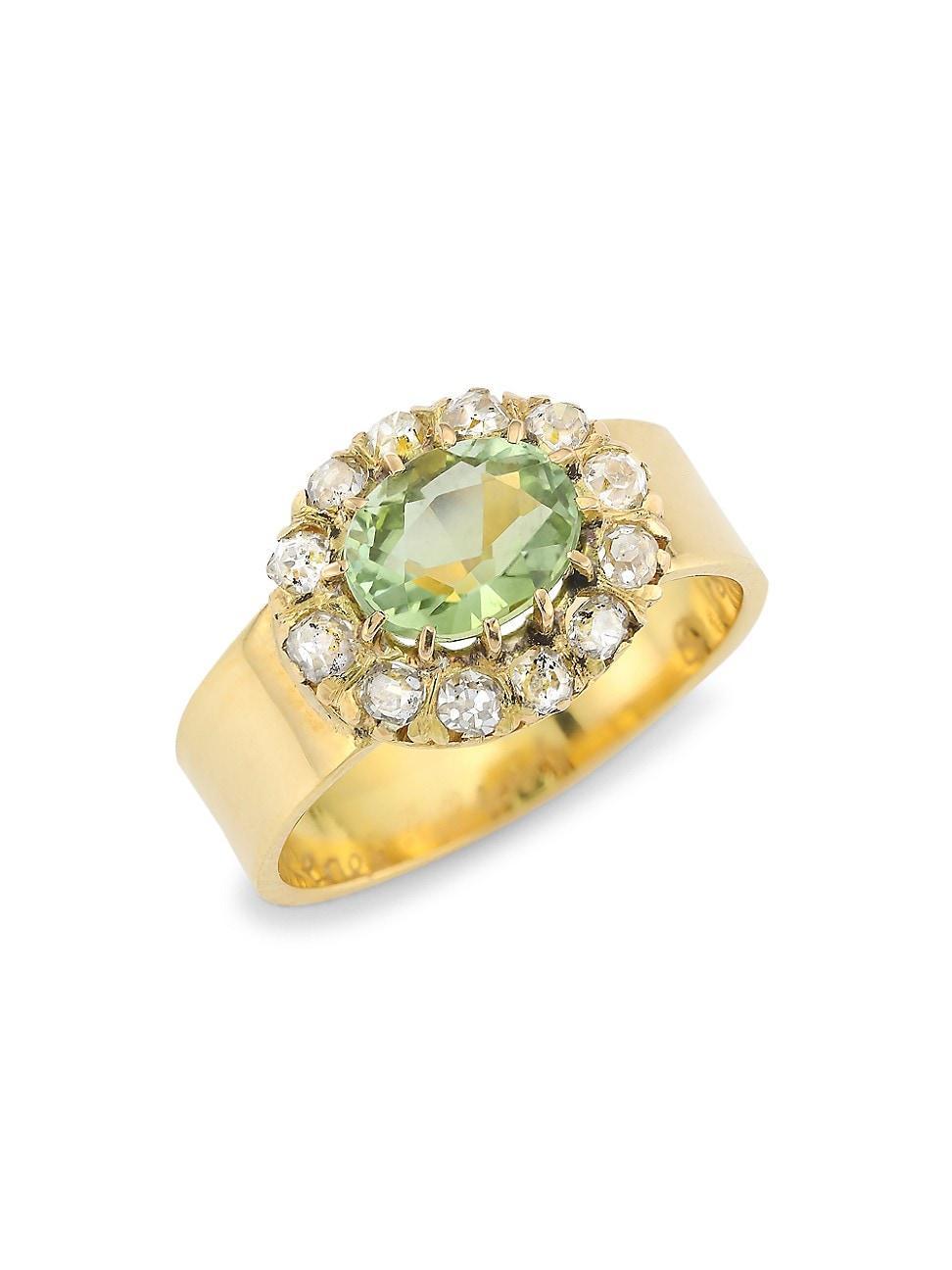 Womens 18K Yellow Gold, Diamond & Peridot Ring Product Image