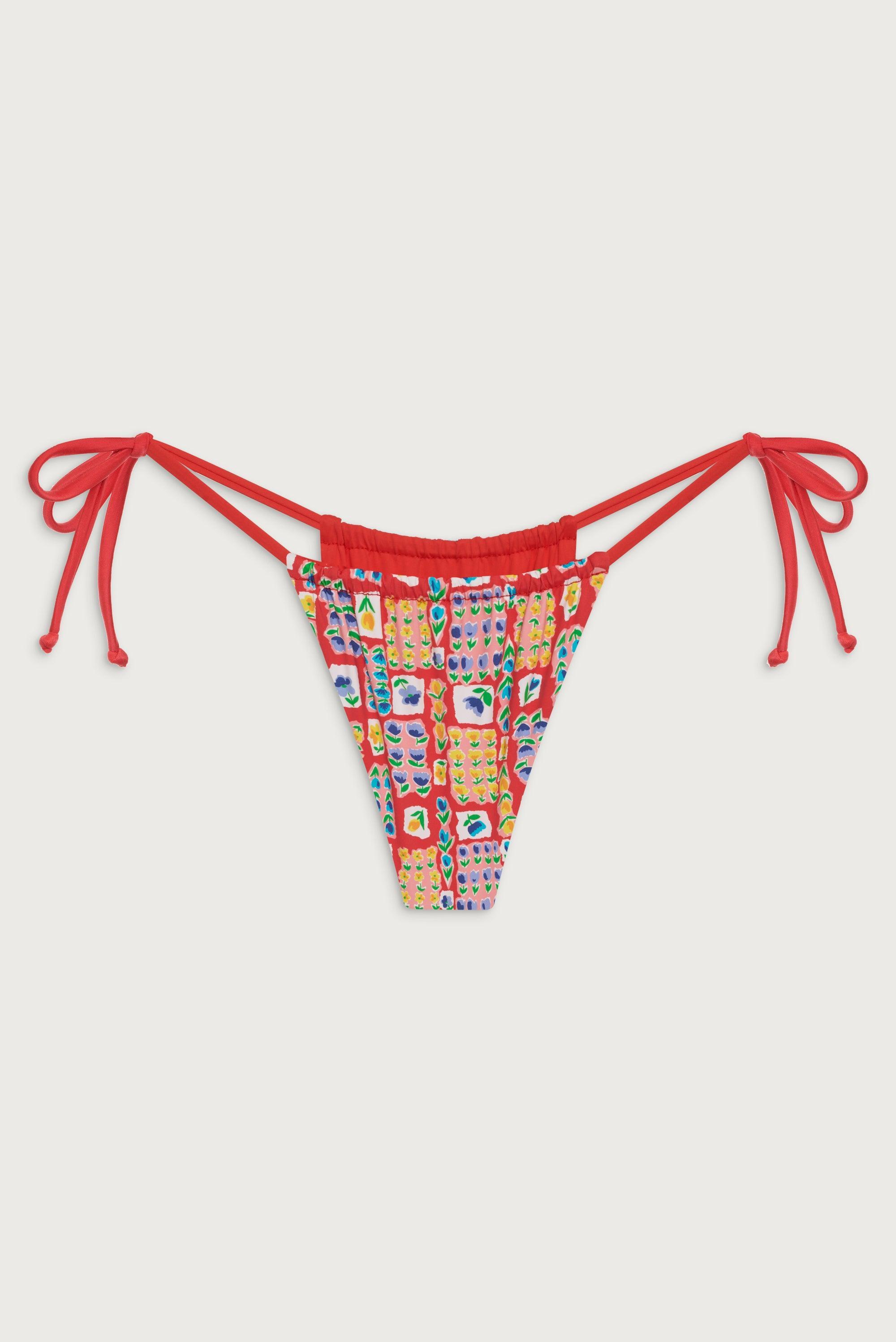 Tia Tie Side Skimpy Bikini Bottom - Field of Dreams Product Image