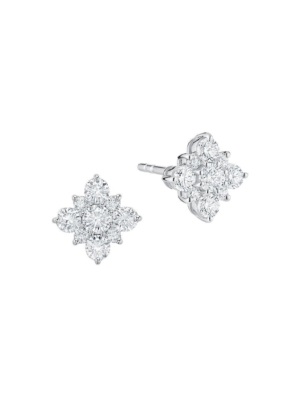 Womens Birks Snowflake 18K White Gold & Diamond Stud Earrings Product Image