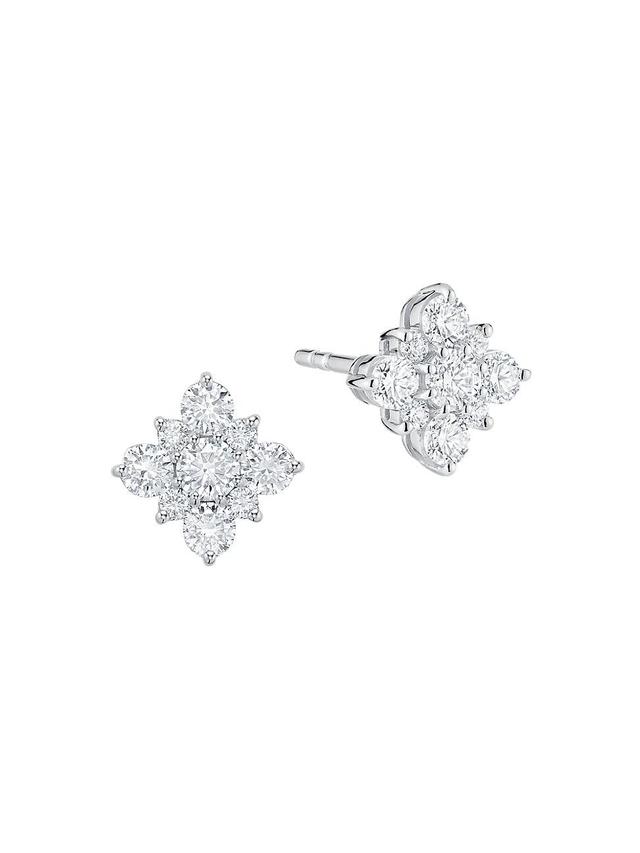 Womens Birks Snowflake 18K White Gold & Diamond Stud Earrings Product Image