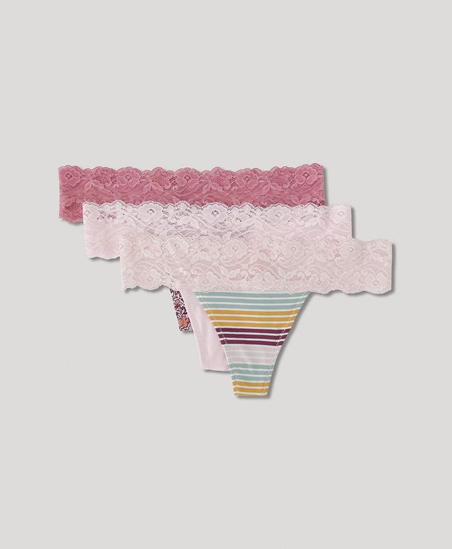 Womens Lace Waist Thong 3-Pack 2XL Product Image