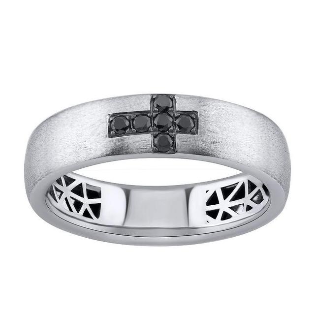 LOVE CLOUD 10k White Gold 1/8 Carat T.W. Black Diamond Wedding Band, Mens Product Image