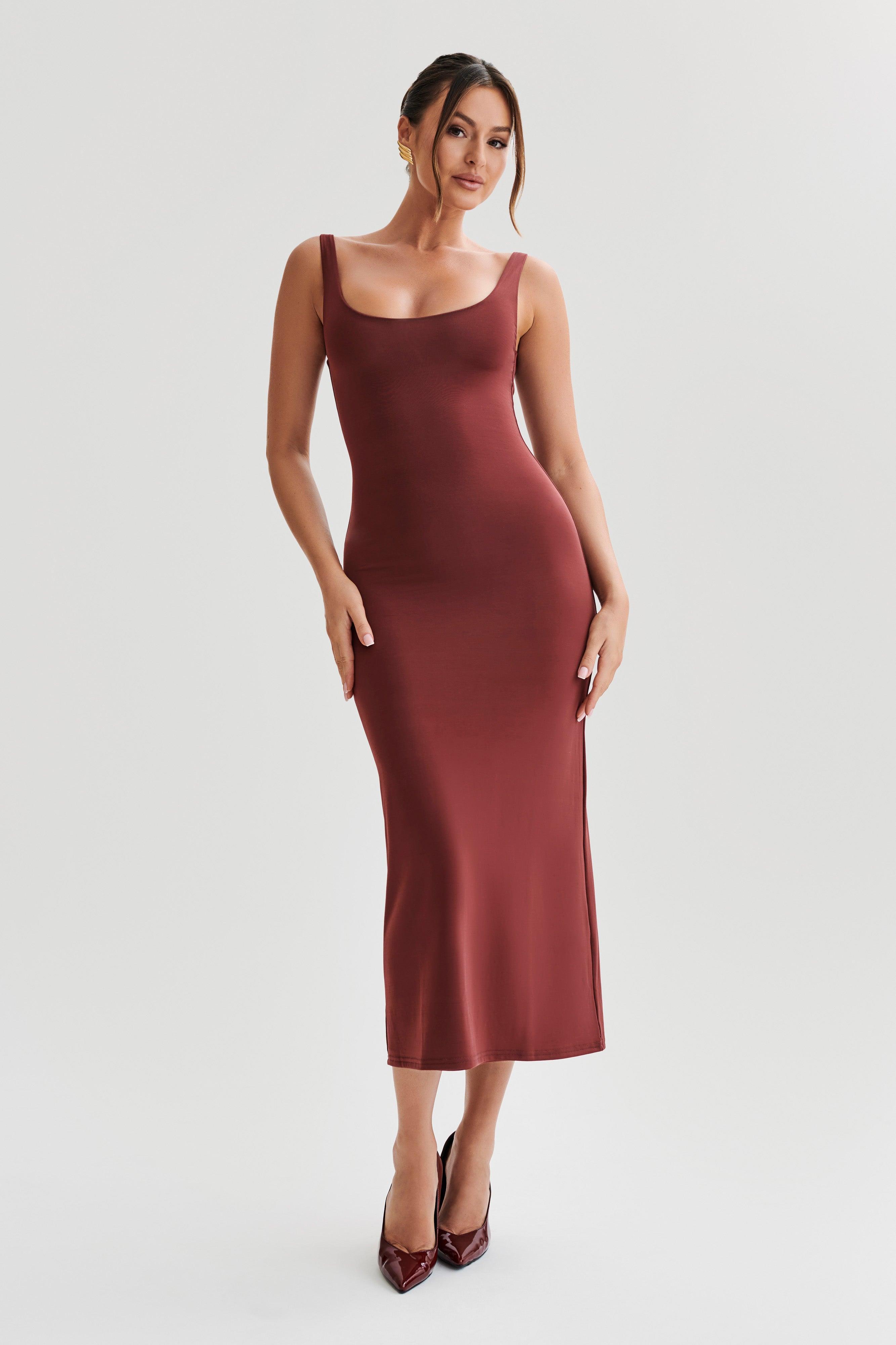 Augustine Slinky Scoop Midi Dress - Wine Product Image