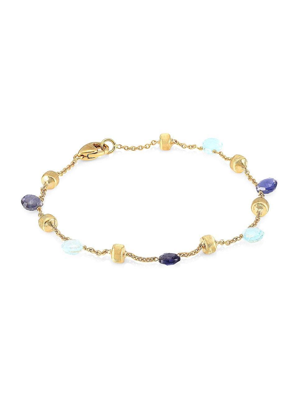 Womens Paradise Blue 18K Yellow Gold, Blue Topaz & Iolite Bracelet Product Image