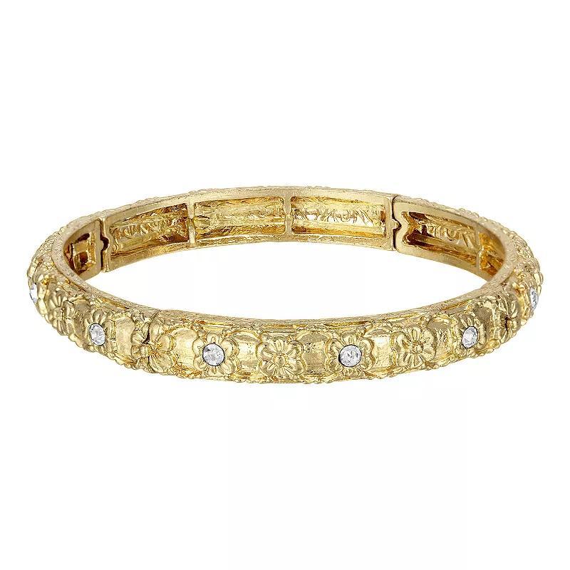 1928 Gold Tone Crystal Etched Stretch Bracelet, Womens, Yellow Product Image