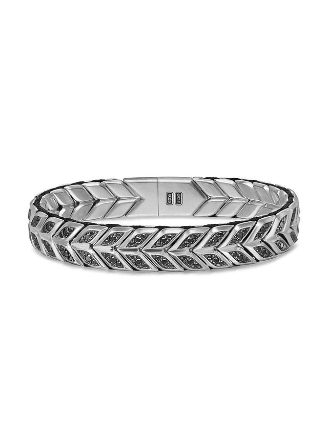 Mens Chevron Woven Bracelet in Sterling Silver, 12MM Product Image