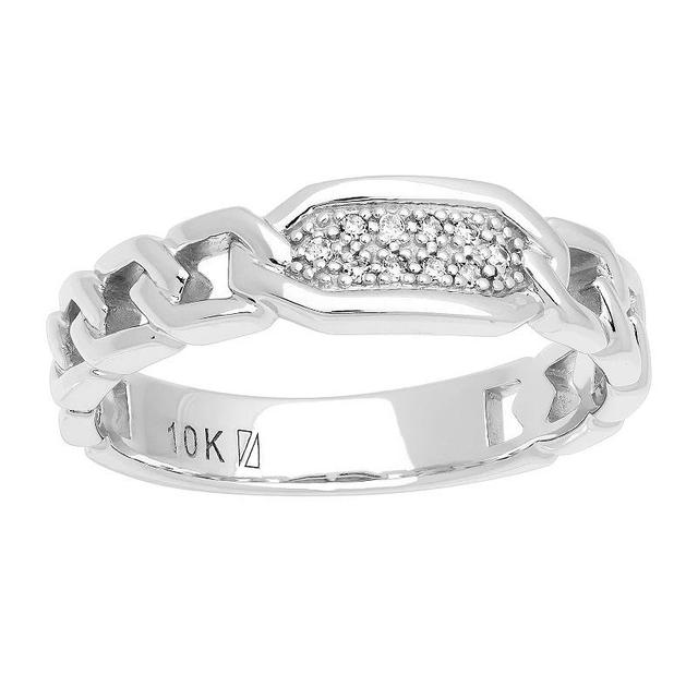 AXL 10k White Gold Diamond-Accent Link Mens Wedding Band 10k Whgold Product Image