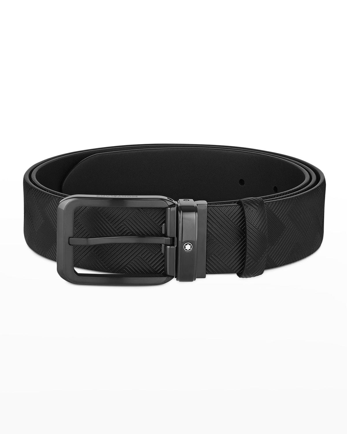 Mens Branded Buckle Leather Reversible Belt Product Image