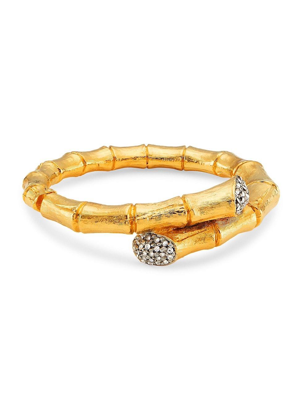 Womens 22K-Gold-Plated & Glass Crystal Bamboo Bangle Product Image