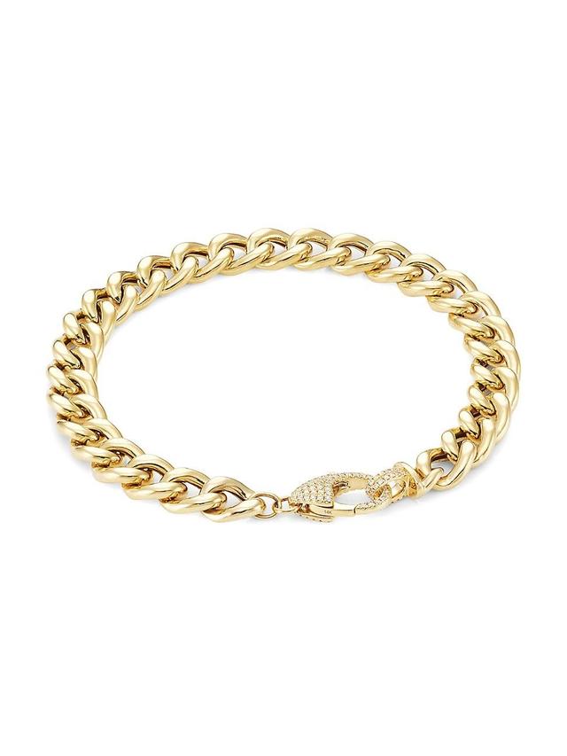 Womens 14K Yellow Gold & 0.25 TCW Diamond Curb-Chain Bracelet Product Image