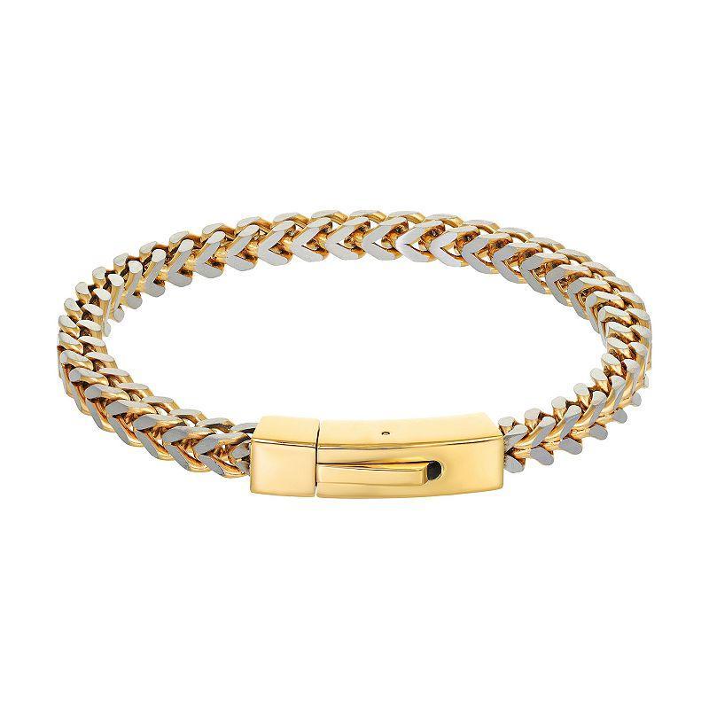 Mens LYNX Stainless Steel Foxtail Chain Bracelet Two Tone Product Image