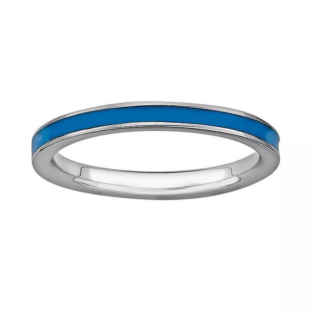 Stacks & Stones Sterling Silver Blue Enamel Stack Ring, Womens Product Image