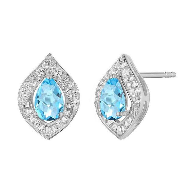 Sterling Silver Blue Topaz & Lab-Created White Sapphire Earrings, Womens Product Image