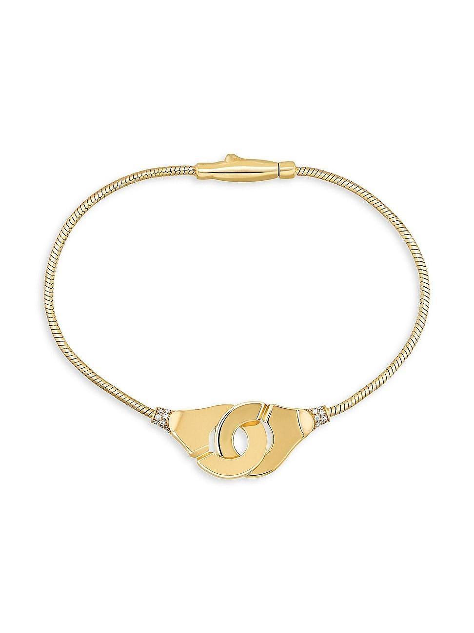 Womens Menottes 18K Yellow Gold & Diamond Snake-Chain Bracelet Product Image