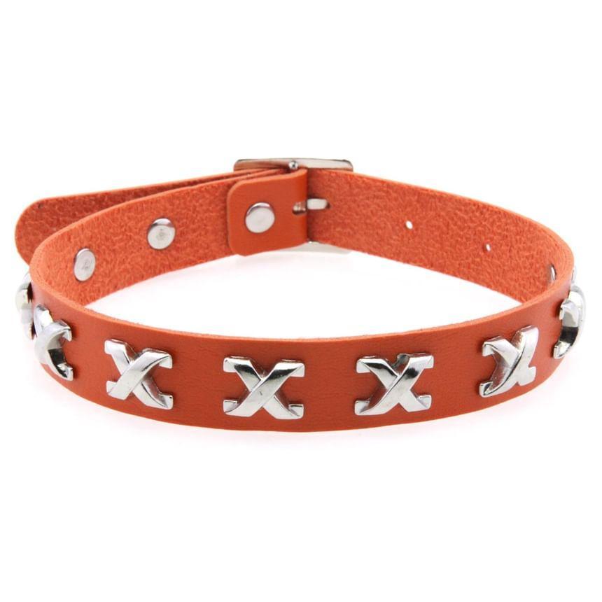 Lettering Faux Leather Choker Product Image