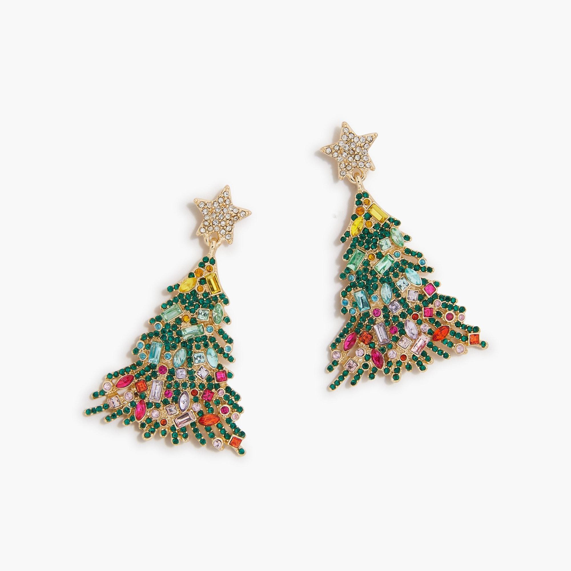 Christmas tree crystal pavé statement earrings Product Image