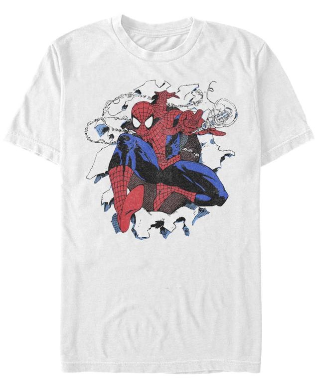 Mens Marvel Spiderman Retro Comic Tee White Product Image