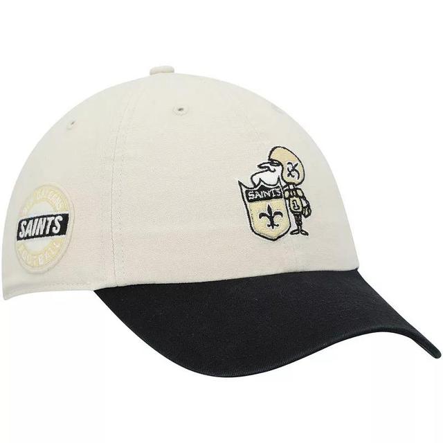 Mens 47 Cream/Black New Orleans Saints Sidestep Clean Up Adjustable Hat Product Image