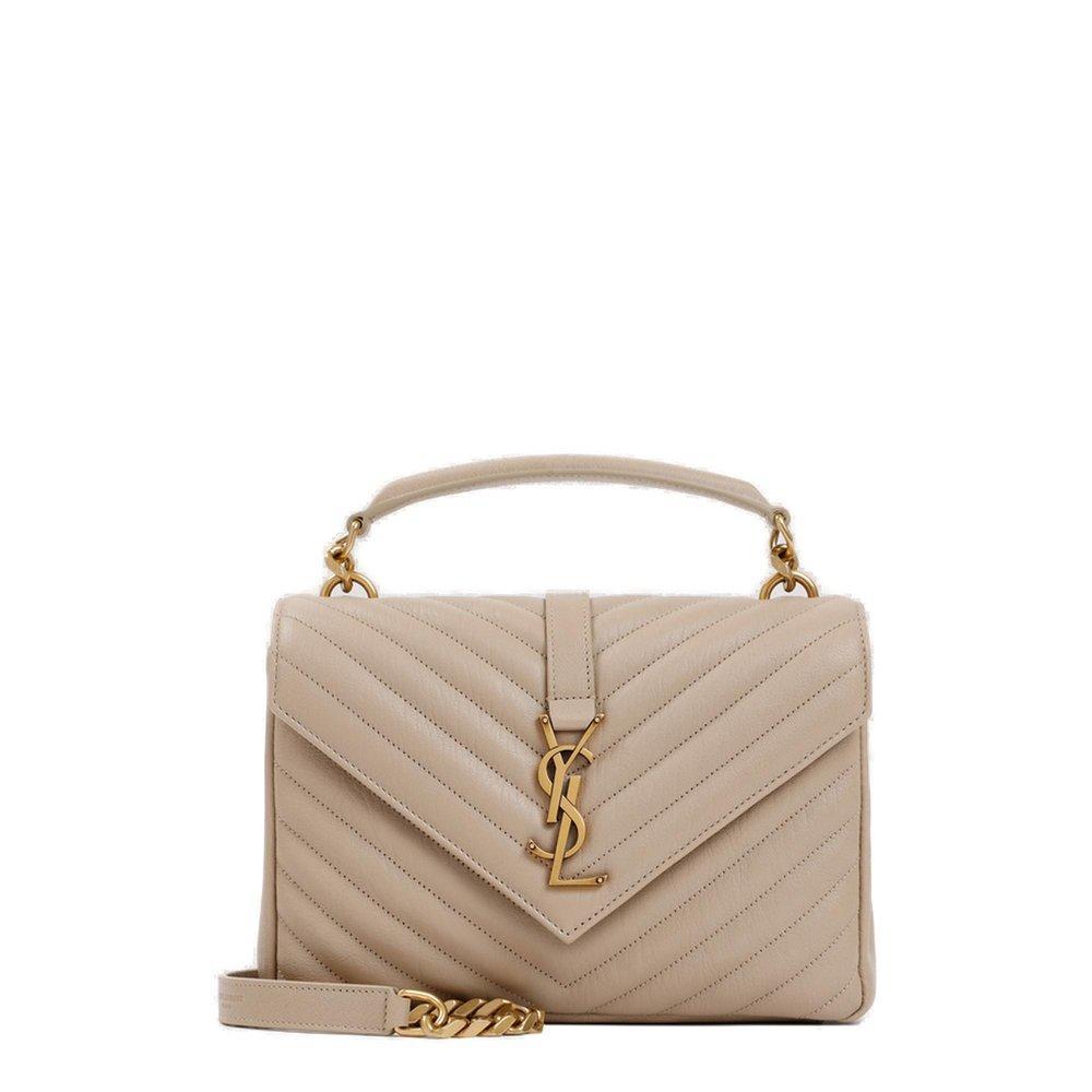 SAINT LAURENT Collège Medium Suede Shoulder Bag In Beige Product Image