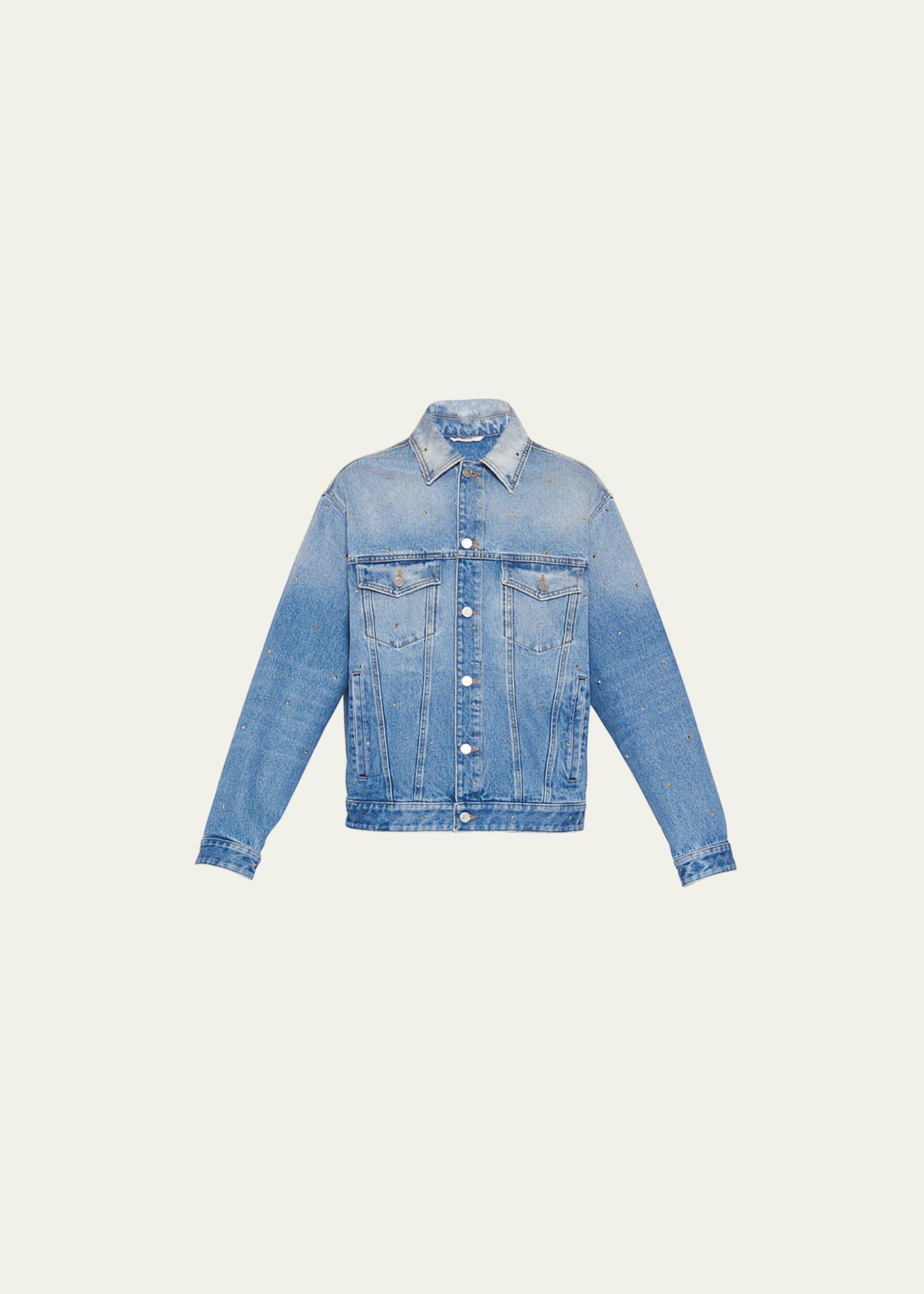 Valentino Garavani Roman Stud Embellished Denim Jacket Product Image