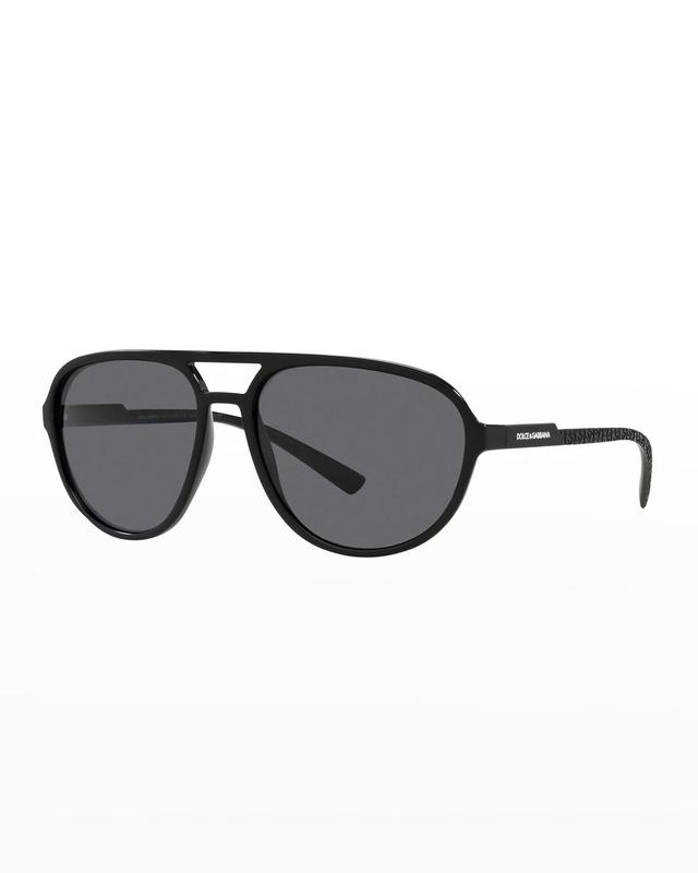 Mens Round Polarized Double-Bridge Logo Sunglasses Product Image