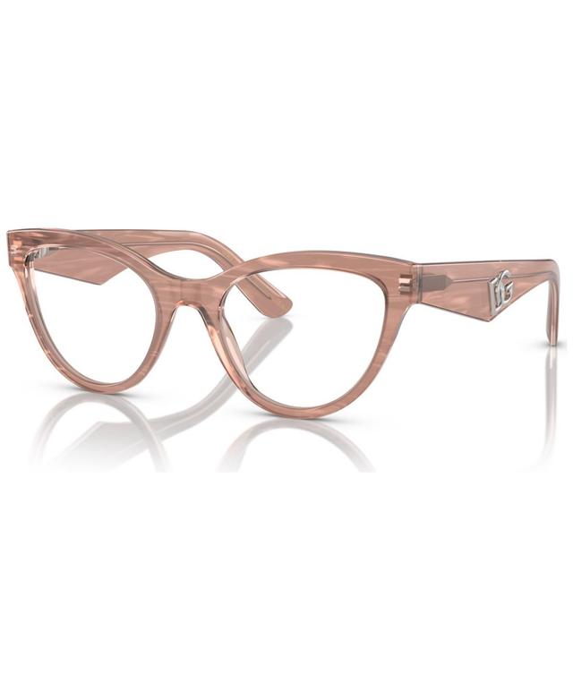 Dolce&Gabbana Womens Butterfly Eyeglasses, DG3372 52 - Fleur Caramel Product Image