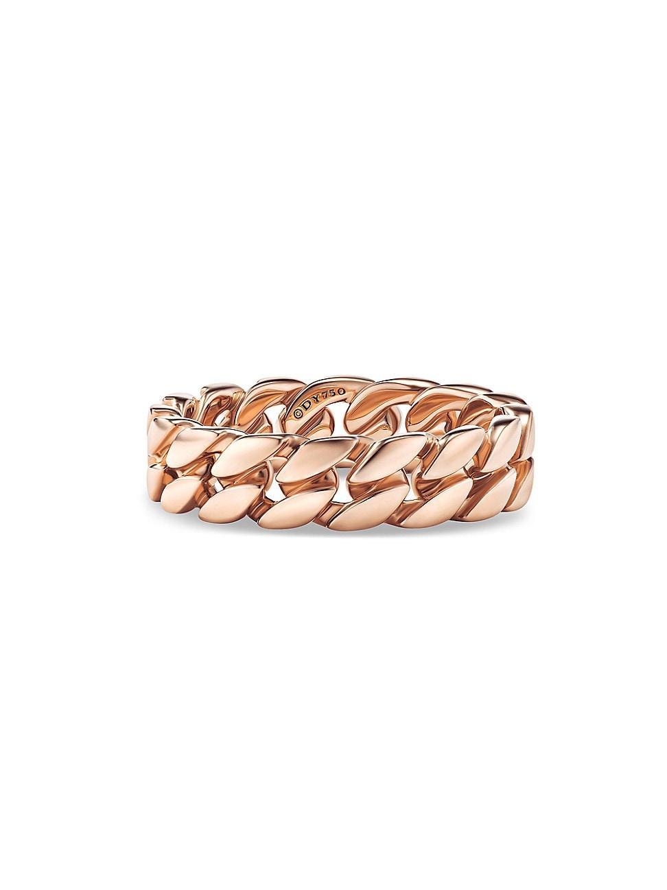 Mens Curb Chain Band Ring in 18K Rose Gold, 6MM Product Image